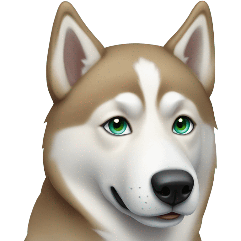 light brown and white husky with one blue eye and one green eye emoji