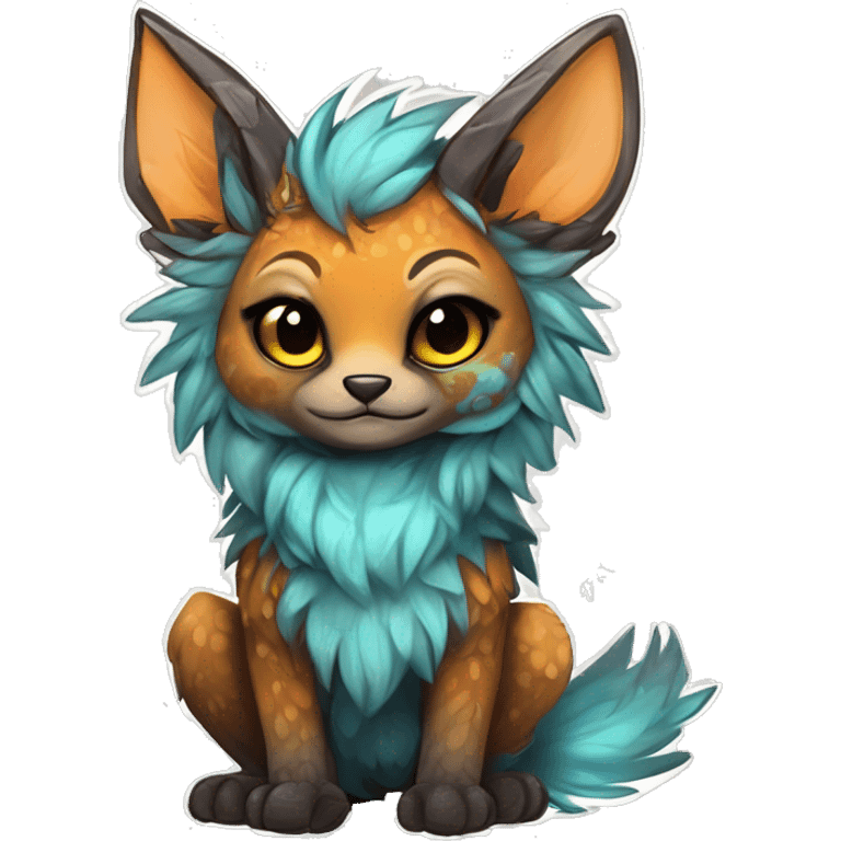 Cool cute Kawaii edgy fantasy shiny chibi animal creature fursona Fionbri vernid by griffsnuff & LiLaiRa & Falvie full bodyal emoji