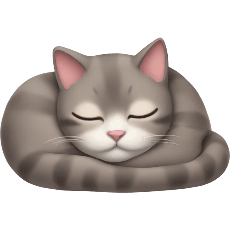 Cat sleeping with a blush on its face emoji