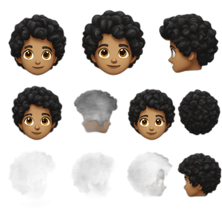 boy black hair with curls emoji