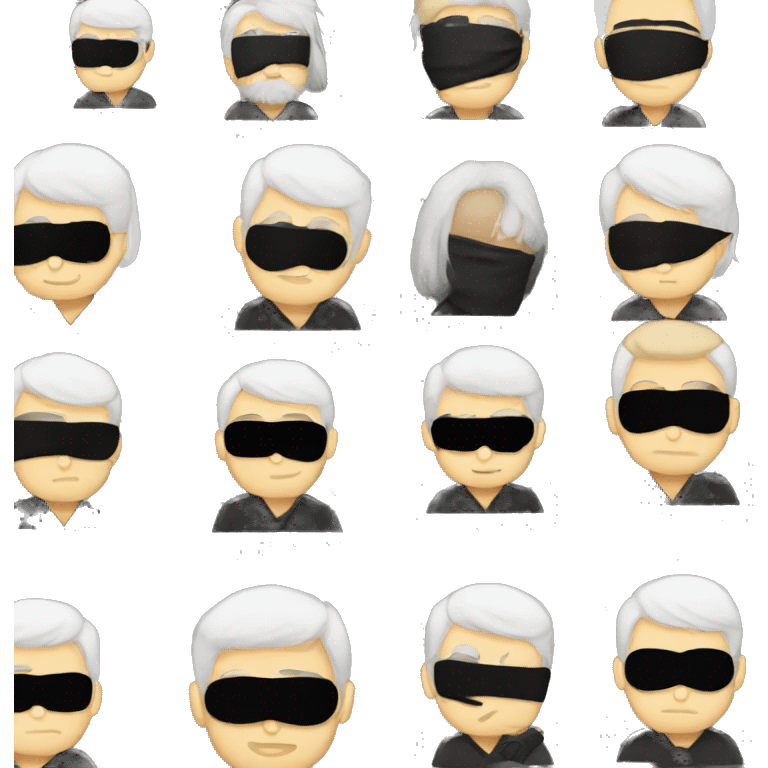 Guy with white hair and black blindfold emoji