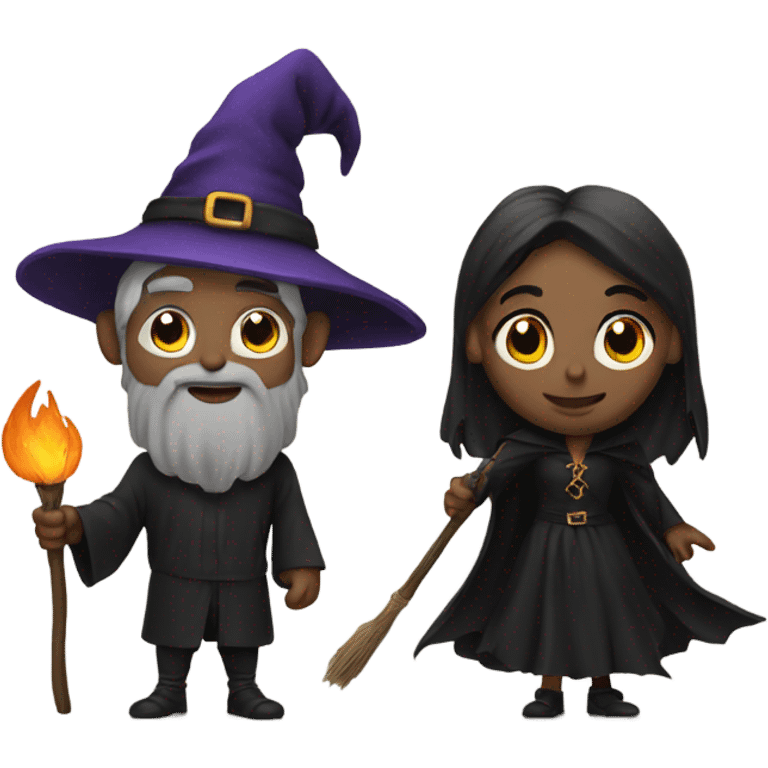 Witch and wizard couple emoji