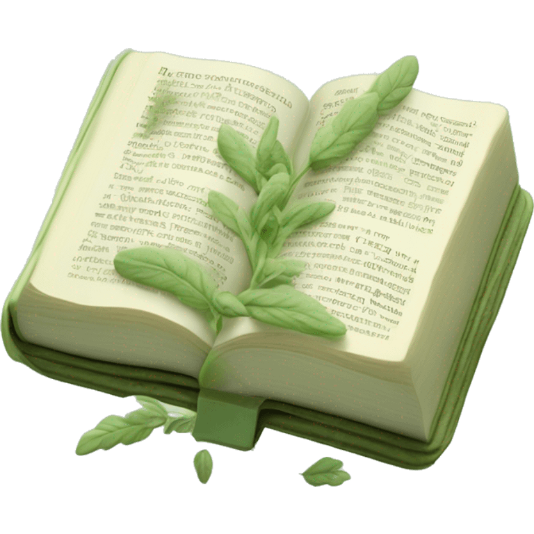 Open Light Sage green holy Bible with a light coloured gardens coming from the sides of the Bible  emoji