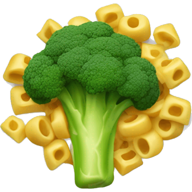 dish with macaroni and pieces of broccoli emoji