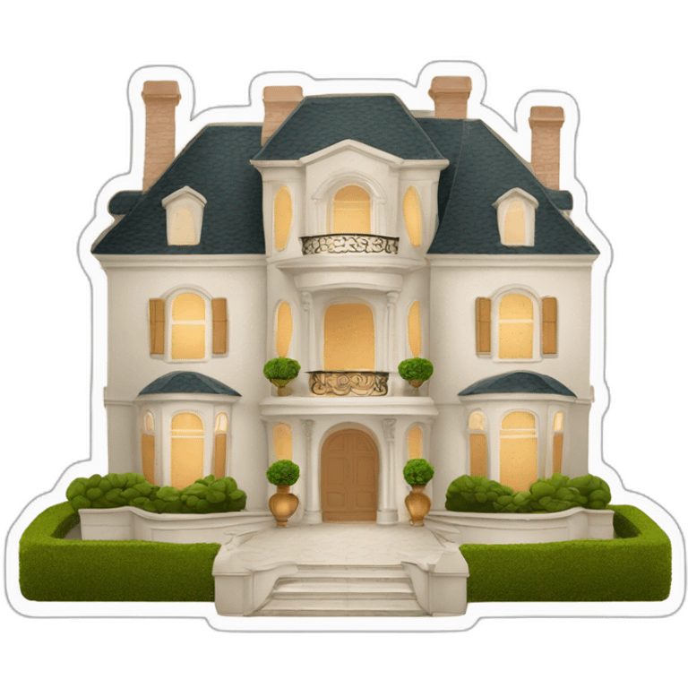 Luxurious Mansion with a cardboard written “luxe” emoji