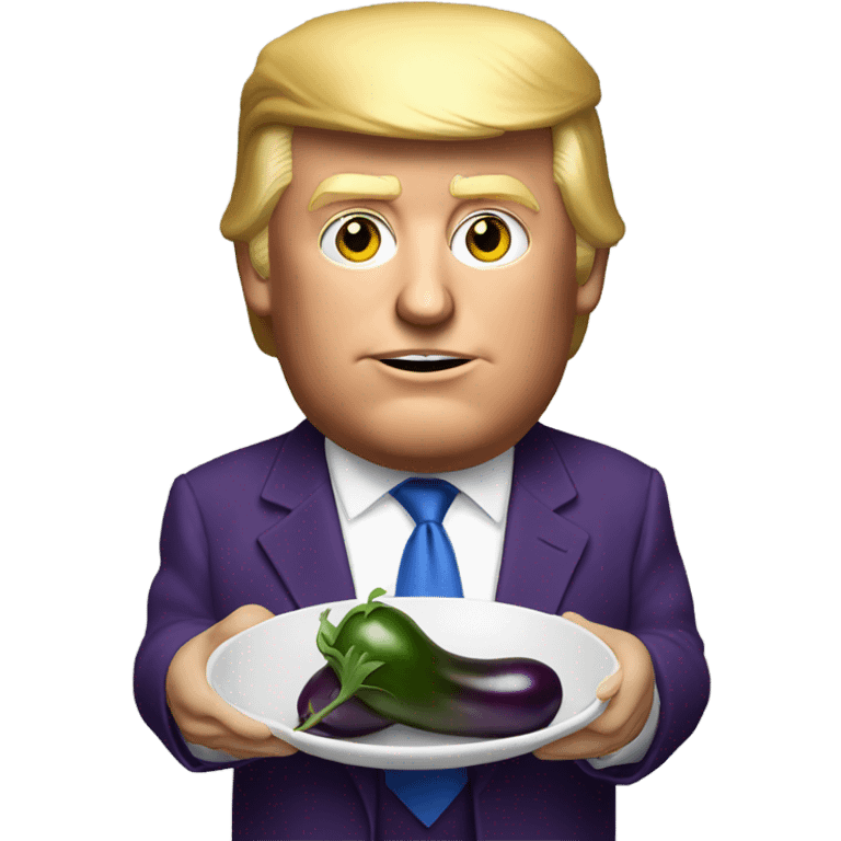 Realistic Donald trump eating eggplant emoji