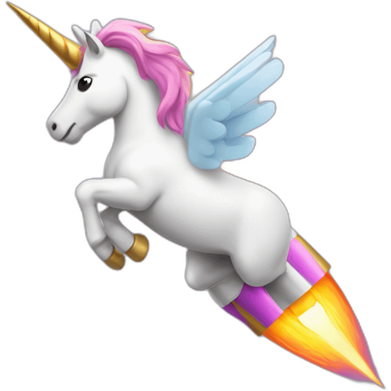 unicorn on a rocket shooting rainbows emoji