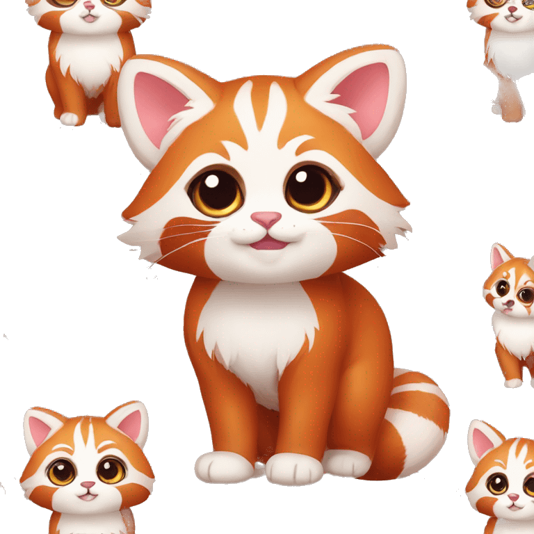 Cute Adorable Red Panda Cat hybrid full body emoji