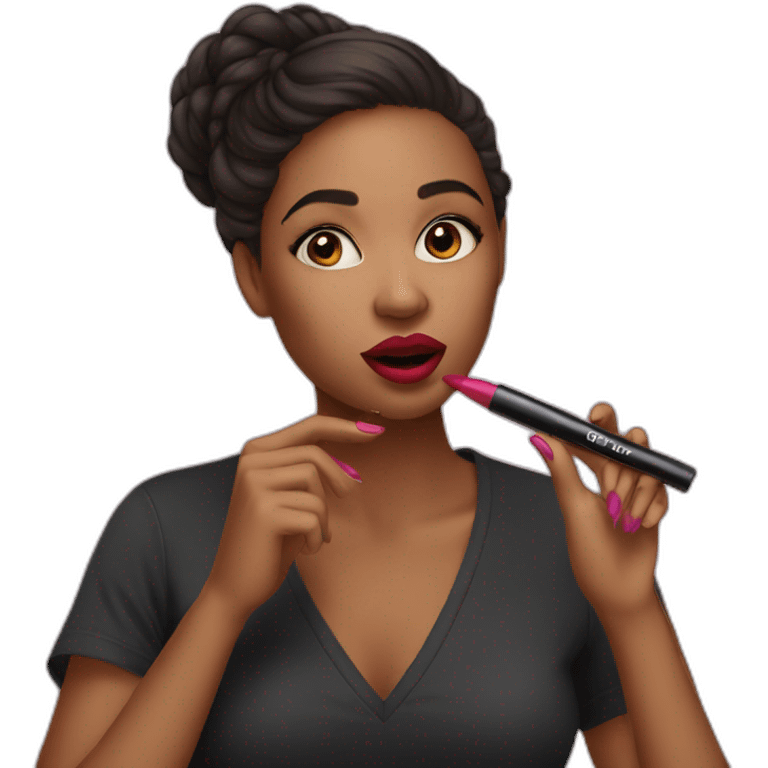 a girl applying lipstick emoji