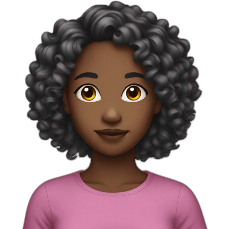 Beautiful black teenager with long black curls emoji