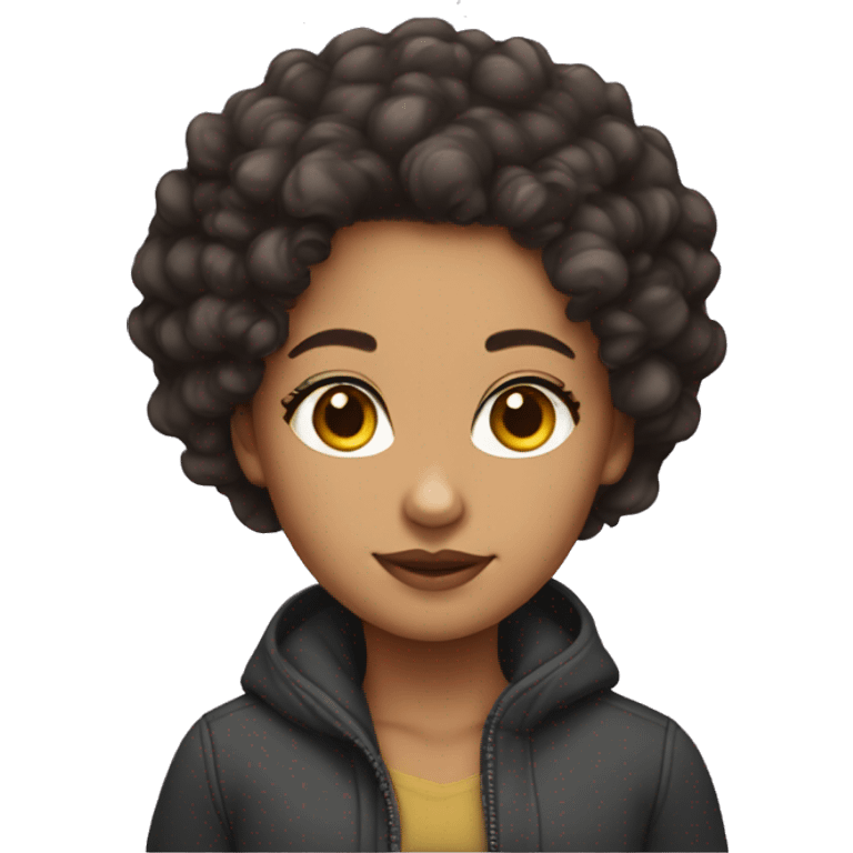 Lightskin girl with short curly hair emoji