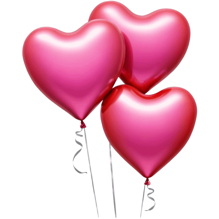 Realistic metallic pink and red heart balloons emoji