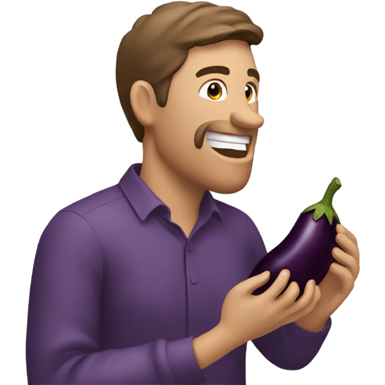 Man eating an eggplant  emoji