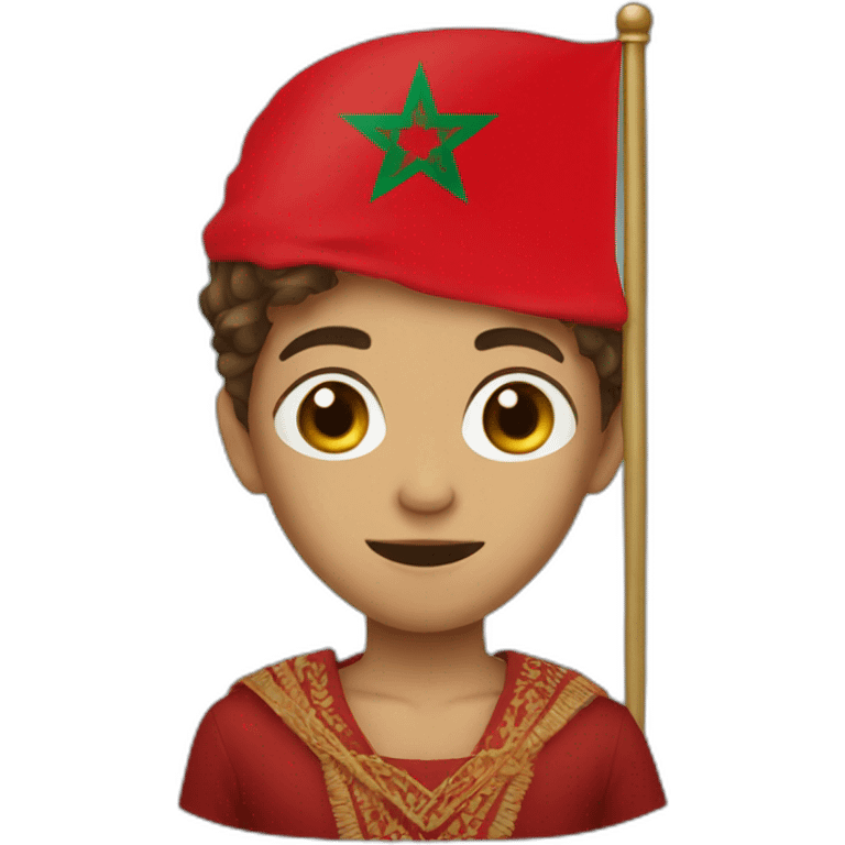 A boy wearing a mask bearing the flag of the Kingdom of Morocco  emoji