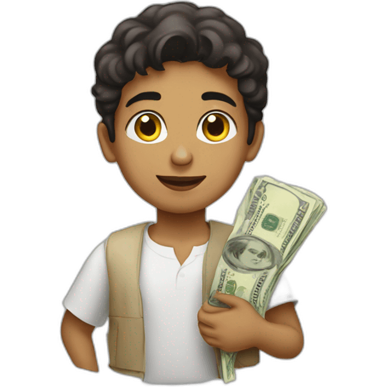 Qatari boy with money emoji