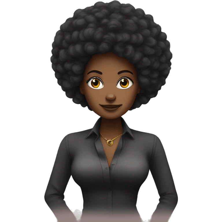 femme noir avec gros cheveux afro  emoji