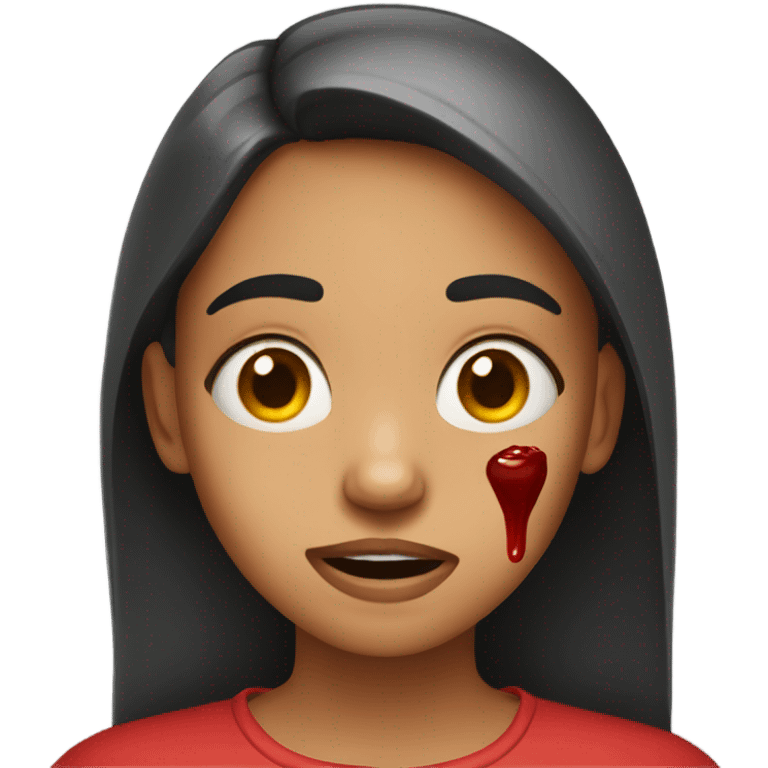 girl crying with ketchup on her face  emoji