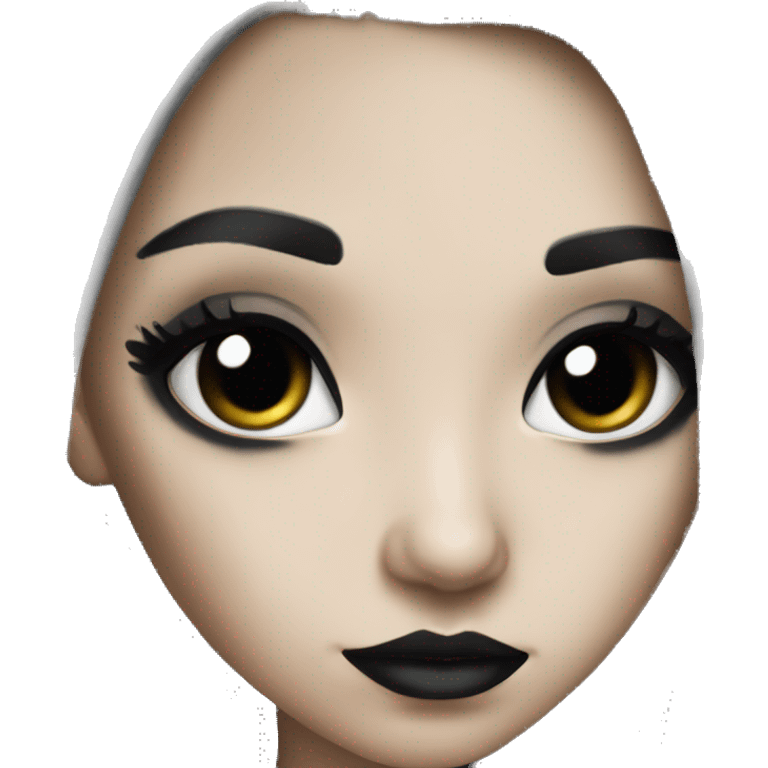 goth girl with long black hair & with white foundation and black eyeliner emoji