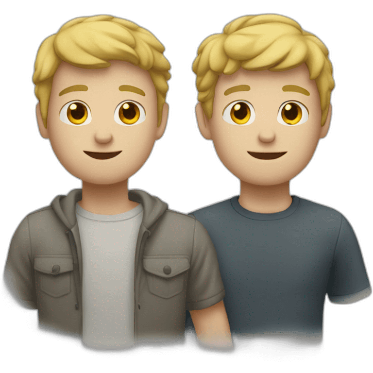 two male white friends standing too close emoji