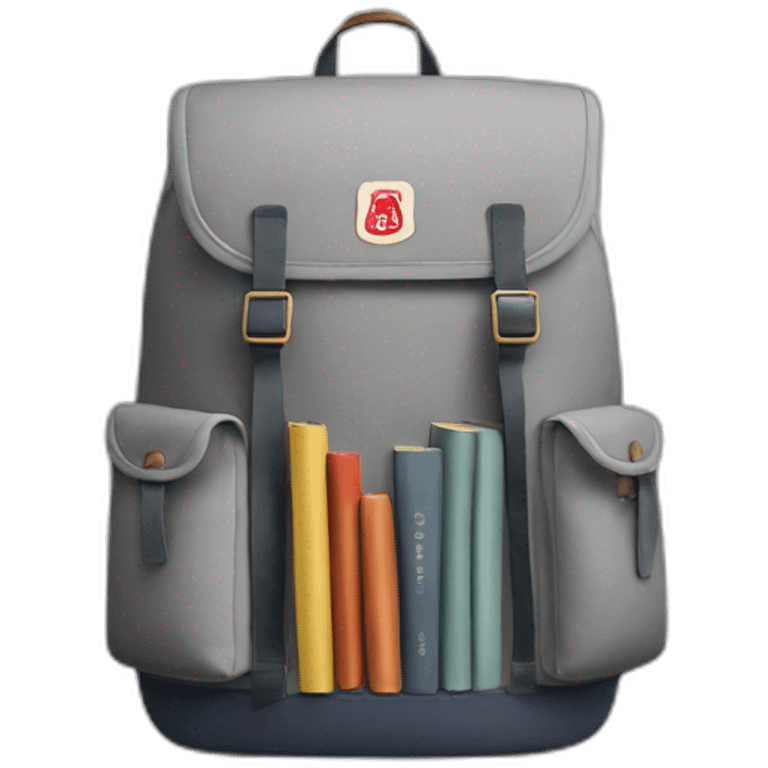 FJÄLLRÄVEN GRAY BACKPACK WITH BOOKS INSIDE emoji