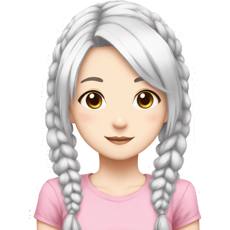 white hair girl pink strands pigtails anime emoji