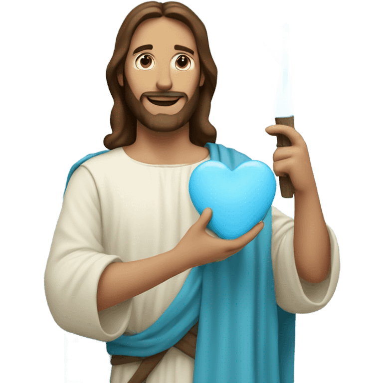 Jesus holding a light blue heart  emoji