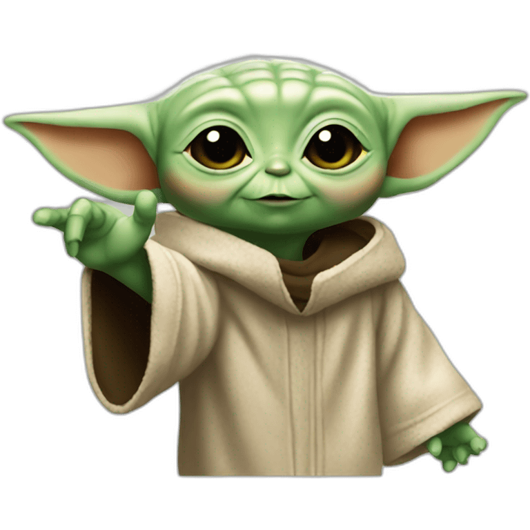 baby yoda with hand up stop emoji