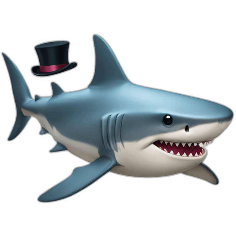 Shark with a top hat emoji