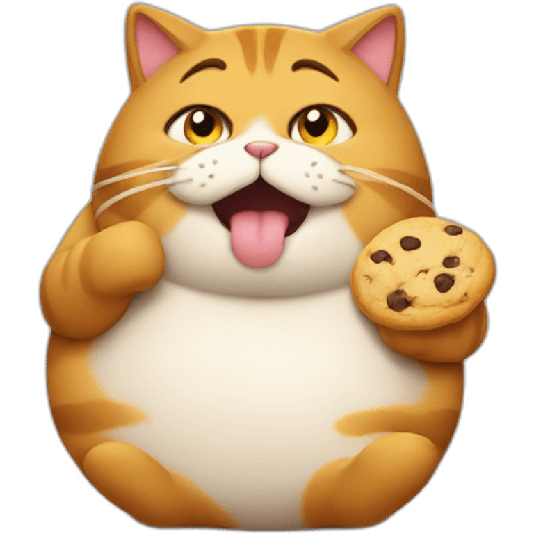 fat cat eating cookies looking busted emoji