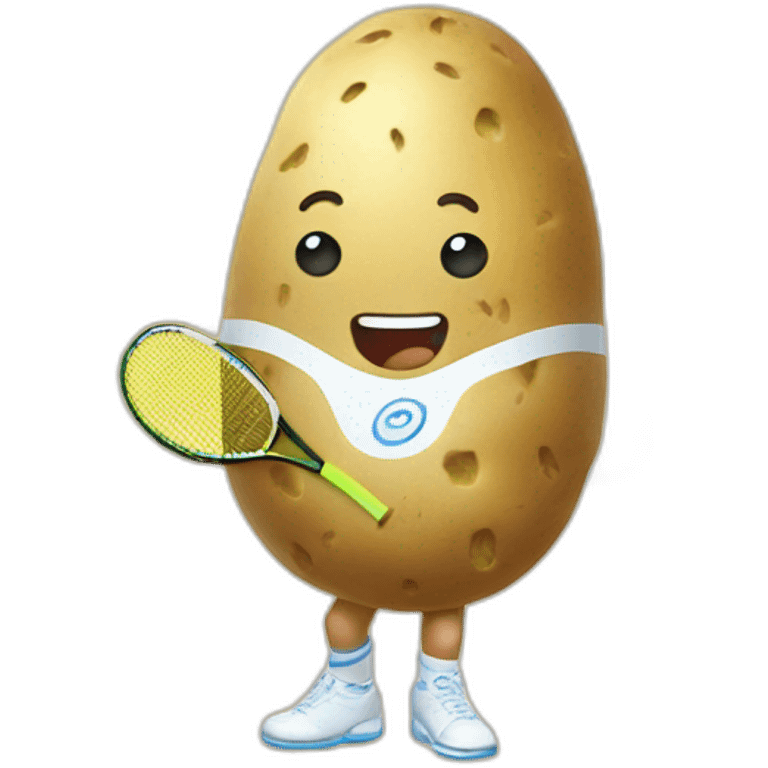 Kawaii potato in tennis uniform emoji