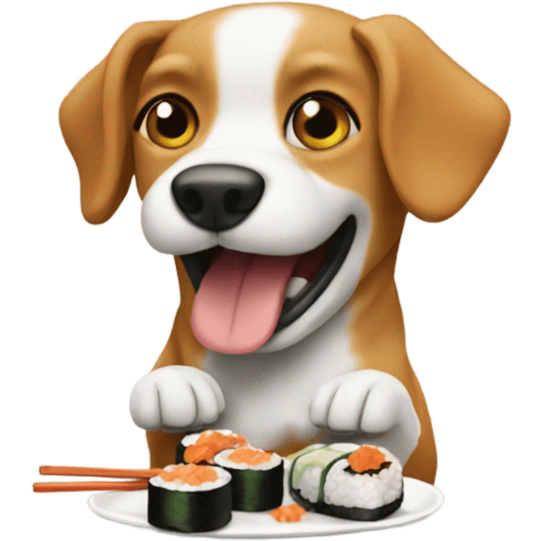 Dog eating sushi emoji