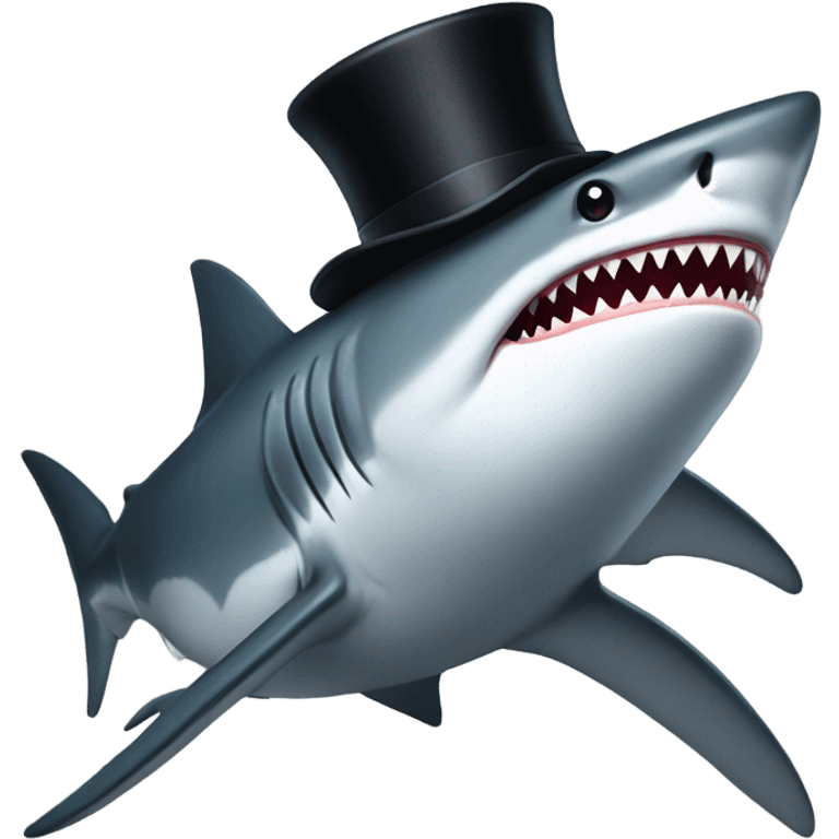 Shark with a top hat emoji