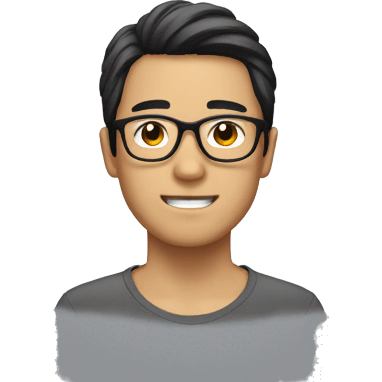 asian guy with black hairs and glasses and beard emoji