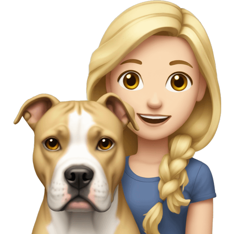 Blonde girl with big american staffordshire terrier emoji