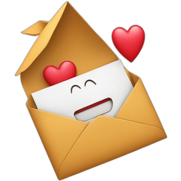 Mail with a 3d heart jumping out emoji