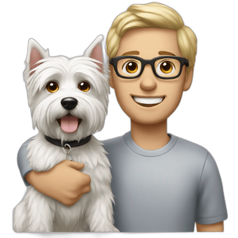 Man with glasses anda with westie dog girl emoji