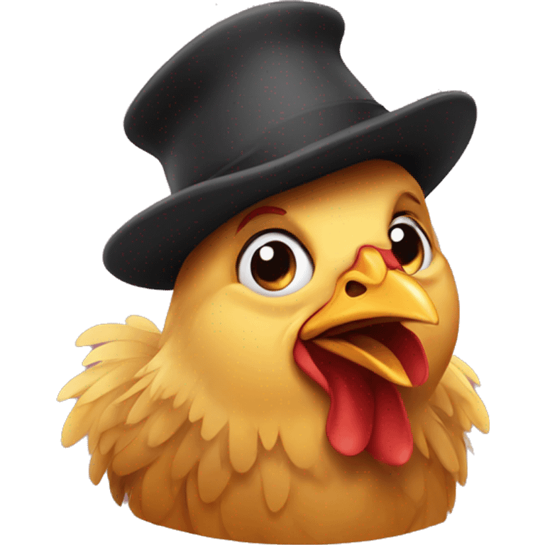 Chicken wearing a Christina hat emoji