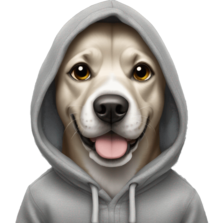 Dog wearing grey hoodie emoji