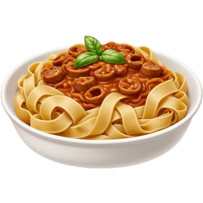 Cinematic Realistic Tagliatelle al Rag√π Dish Emoji, showcasing hand‚Äêcut pasta enveloped in a rich, slow‚Äêcooked meat sauce rendered with detailed textures and hearty, inviting lighting. emoji