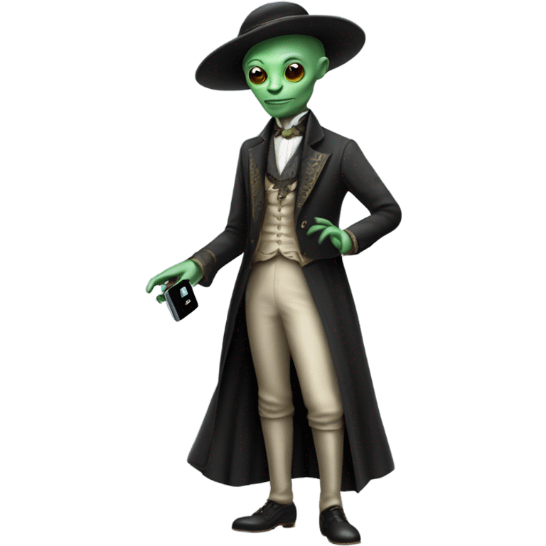 alien galora in Victorian dress elegant, full body, holding usb key emoji