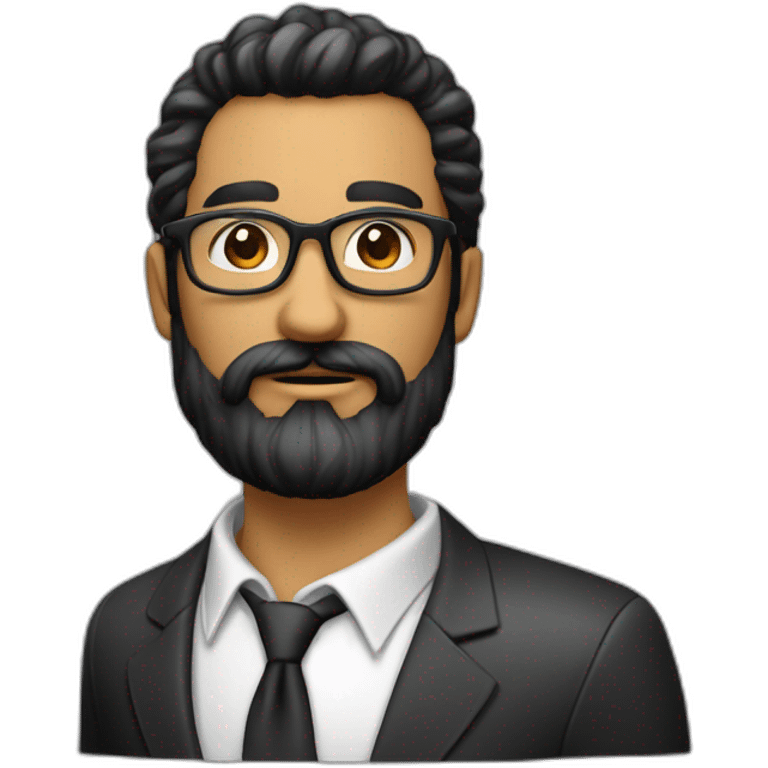 Homme noireau cheveux long attaché barbu avec lunette  emoji