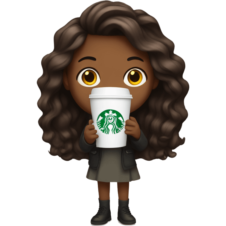 Girl holding Starbucks  emoji