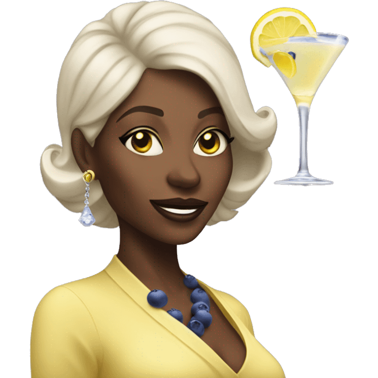 Black lady with a blueberry lemon drop martini  emoji