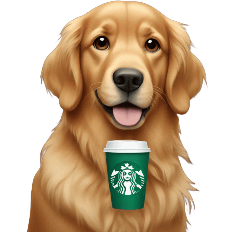 Red Golden retriever with starbucks emoji