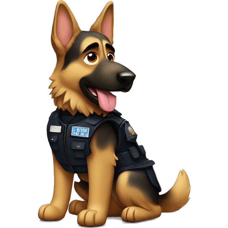 German shepherd with police vest emoji