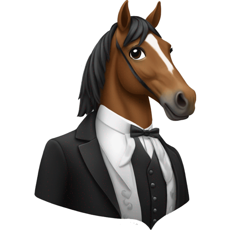 Horse wearing a tuxedo emoji