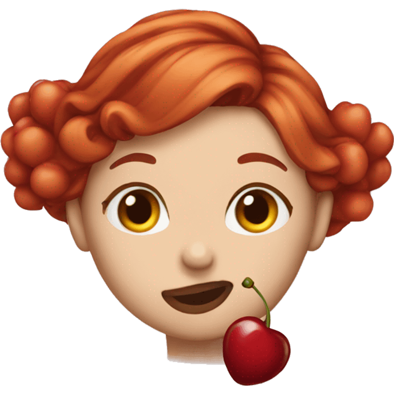 Woman with cherry hair sending a kiss emoji