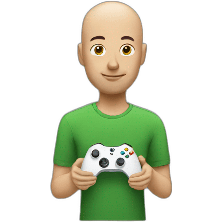 Bald man playing Xbox  emoji