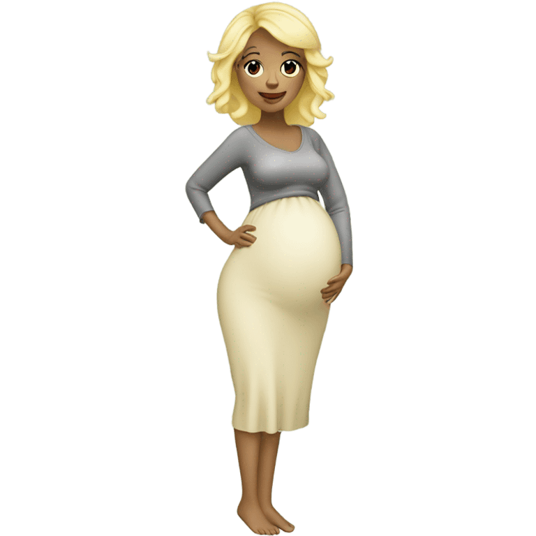 blonde pregnant woman at the Christmas tree emoji