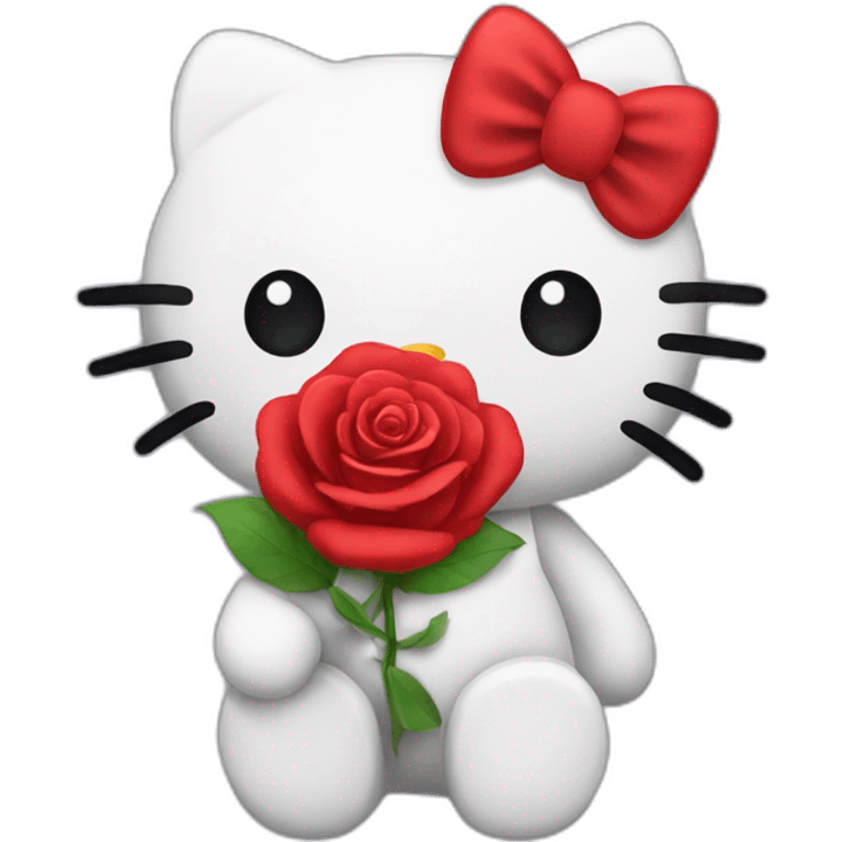 Hello kitty with a red rose flower emoji